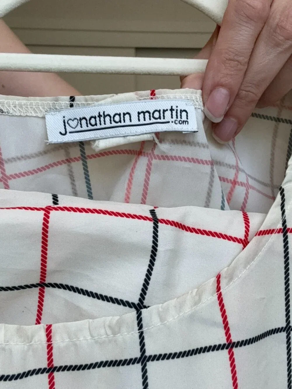 Jonathan Martin Cream Windowpane Plaid Top & Shorts Matching Set